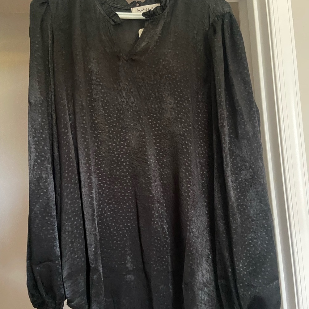 Black Blouse with Subtle Leopard Print